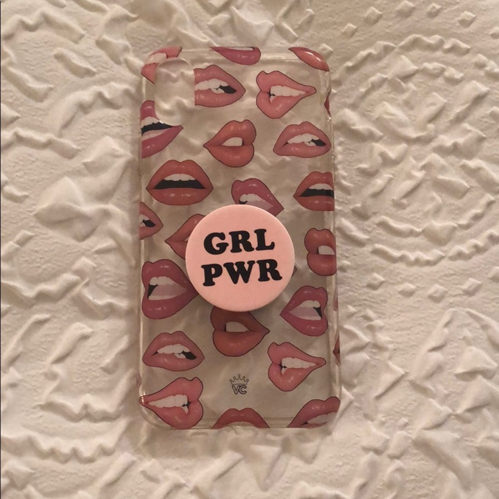 velvet caviar lips iphone x case + popsocket